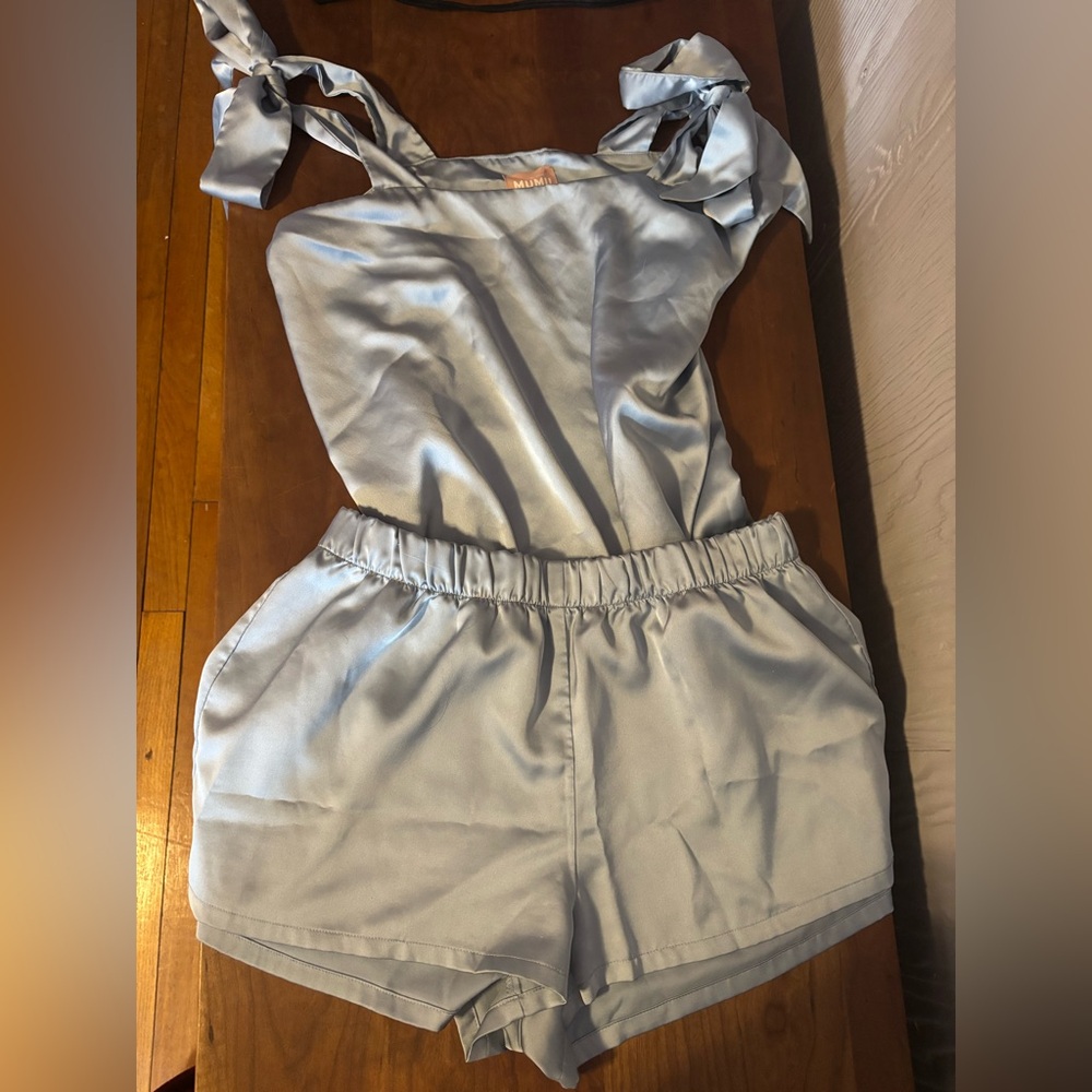 Show me your mumu satin blue pajama set